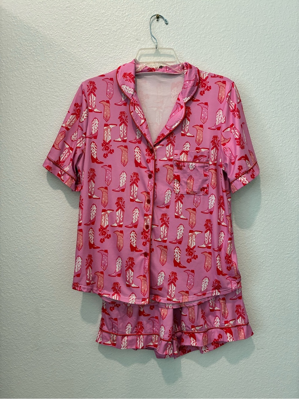 Pink Printed Short-Sleeve Pajama Set - Women Intimates size small